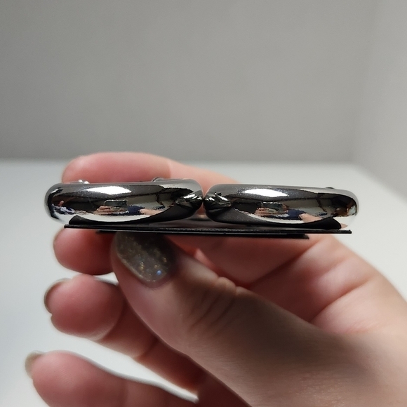 g by Gennaro Chunky Silver Tone Huggie Hoops - Picture 6 of 6